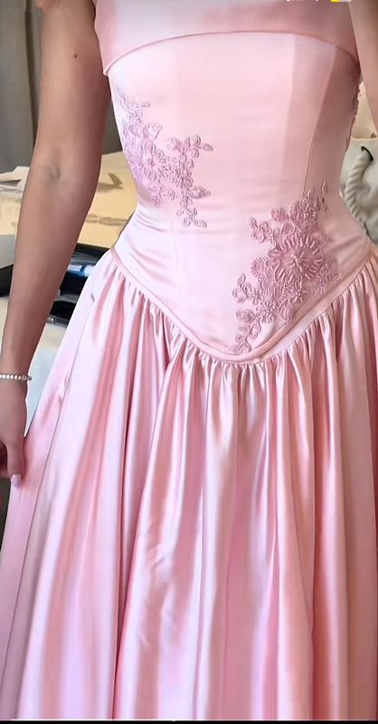 Cute A Line Sweetheart Pink Satin Pleats Long Prom Dress,Bridesmaid Dress,Evening Dress GG1226