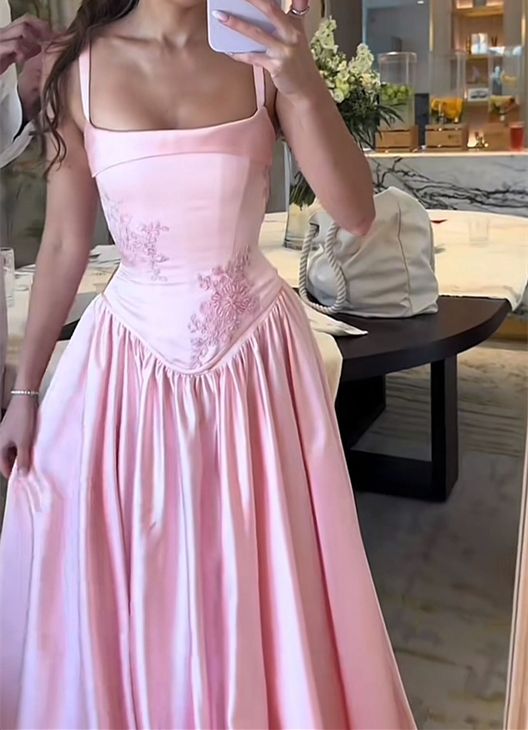 Cute A Line Sweetheart Pink Satin Pleats Long Prom Dress,Bridesmaid Dress,Evening Dress GG1226