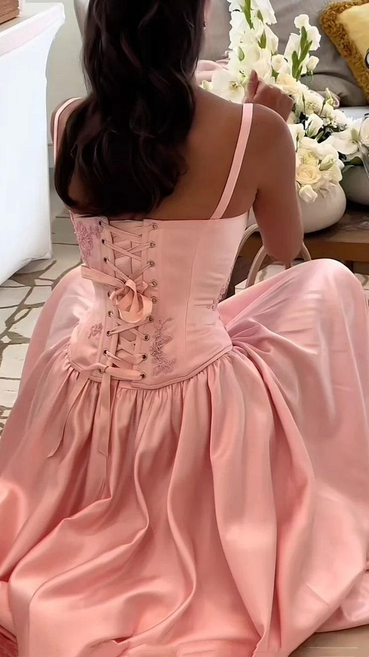 Cute A Line Sweetheart Pink Satin Pleats Long Prom Dress,Bridesmaid Dress,Evening Dress GG1226