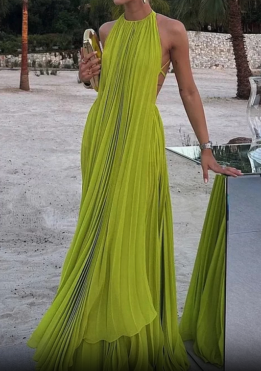 Charming A Line Halter Chiffon Baackless Long Prom Dress,Evening Dress GG1238