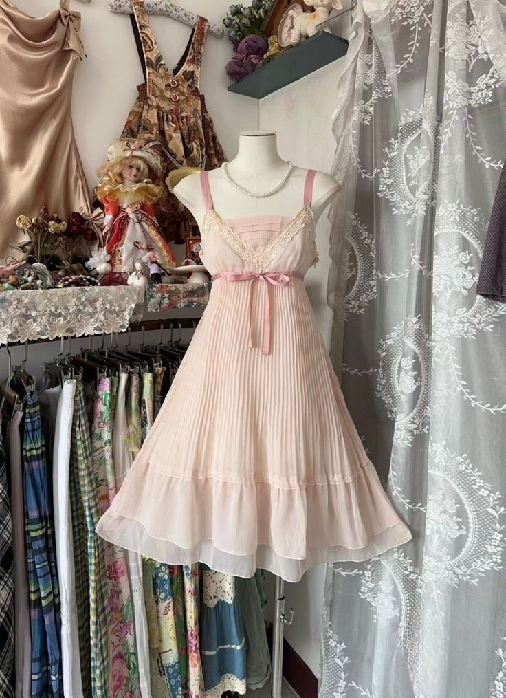 Sweet A Line Spaghetti Straps Light Pink Chiffon Lace Short Prom Dress,Evening Dress GG1434