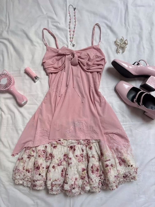 Beautiful A Line Spaghetti Straps Dusty Rose Chiffon Lace Short Prom Dress,Evening Dress GG1435