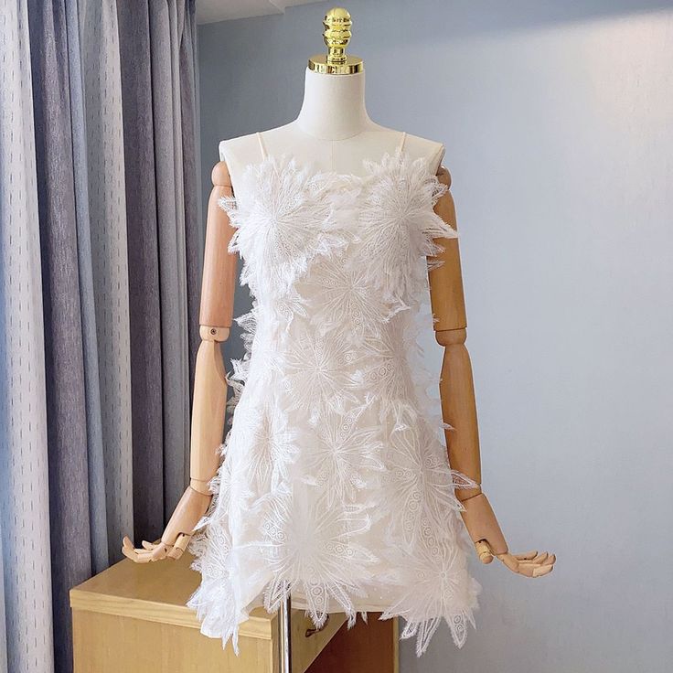 Korean Solid A Line Spaghetti Straps White Lace Short Prom Dress,Homecoming Dress,Evening Dress GG1447