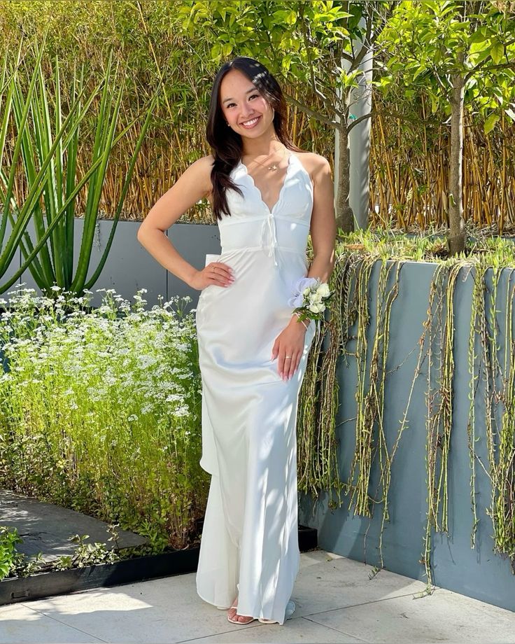 Beautiful Mermaid Halter White Satin Back With Bow Long Prom Dress,Evening Dress GG1513