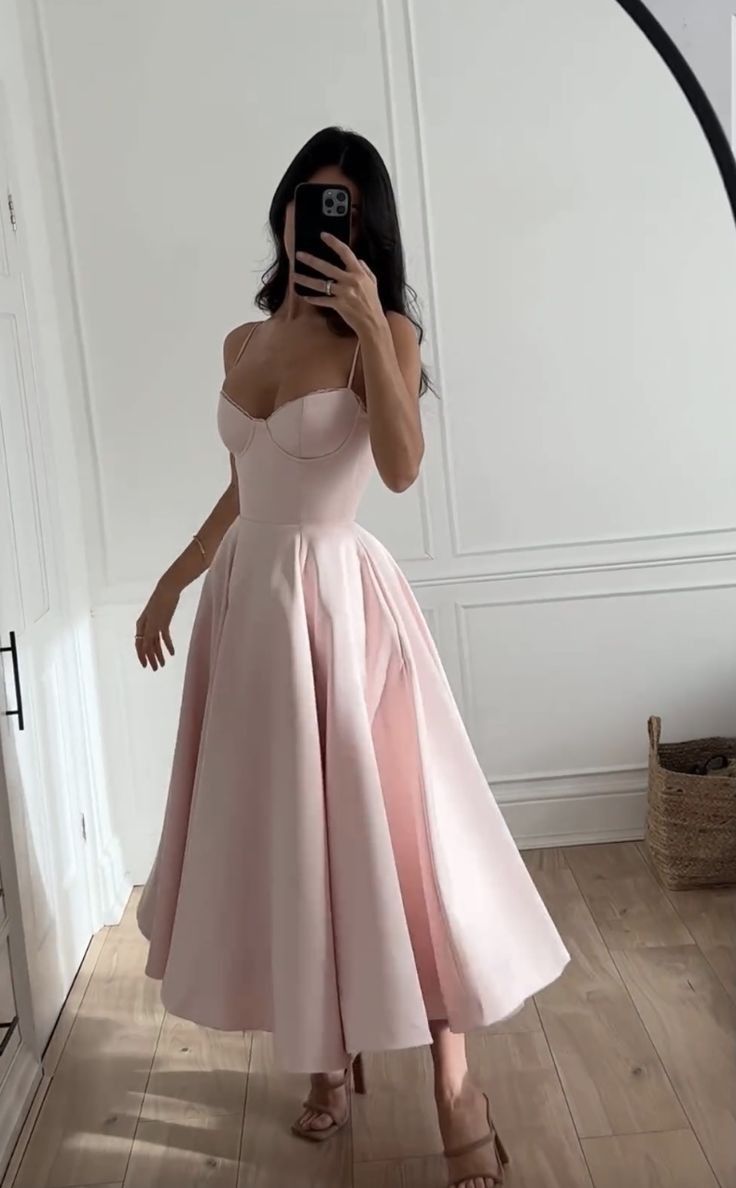 Cute A Line Spaghetti Straps Pink Satin Long Prom Dress,Bridesmaid Dress,Evening Dress GG2296