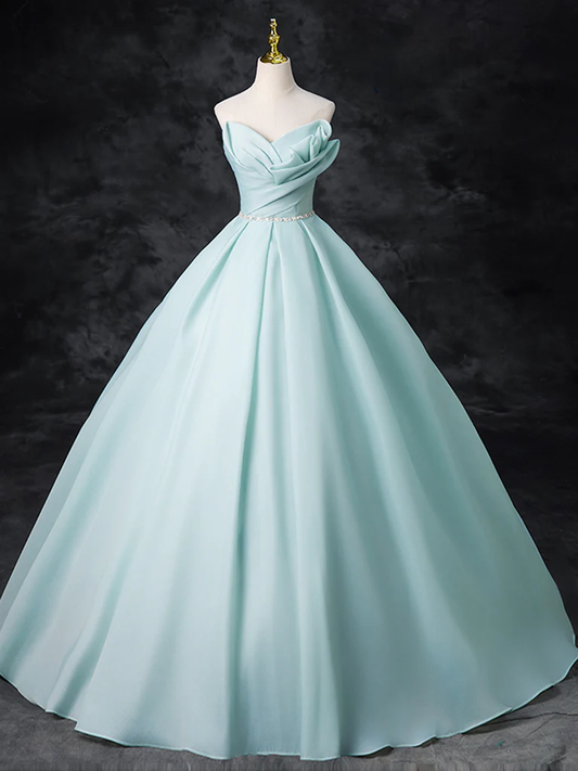 Simple A Line Sweetheart Strapless Tiffany Blue Satin Long Prom Gresses,Evening Dresses  GG269