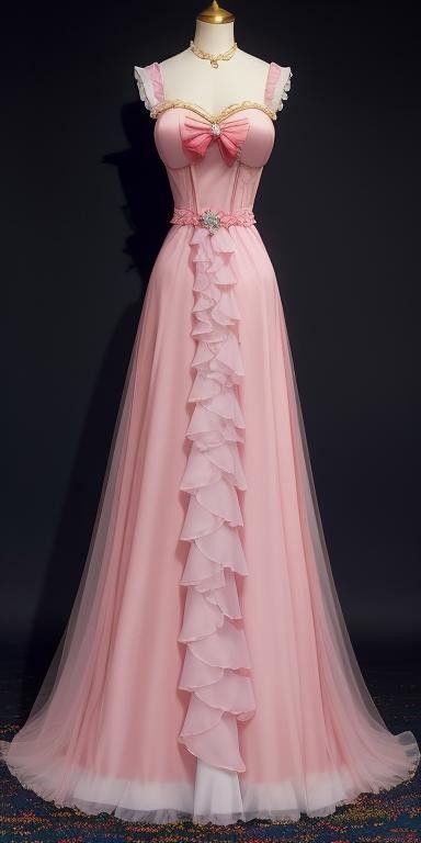 Chic A Line Sweetheart  Pink Tulle Bow  Long Prom Dress, Evening Dress GG407