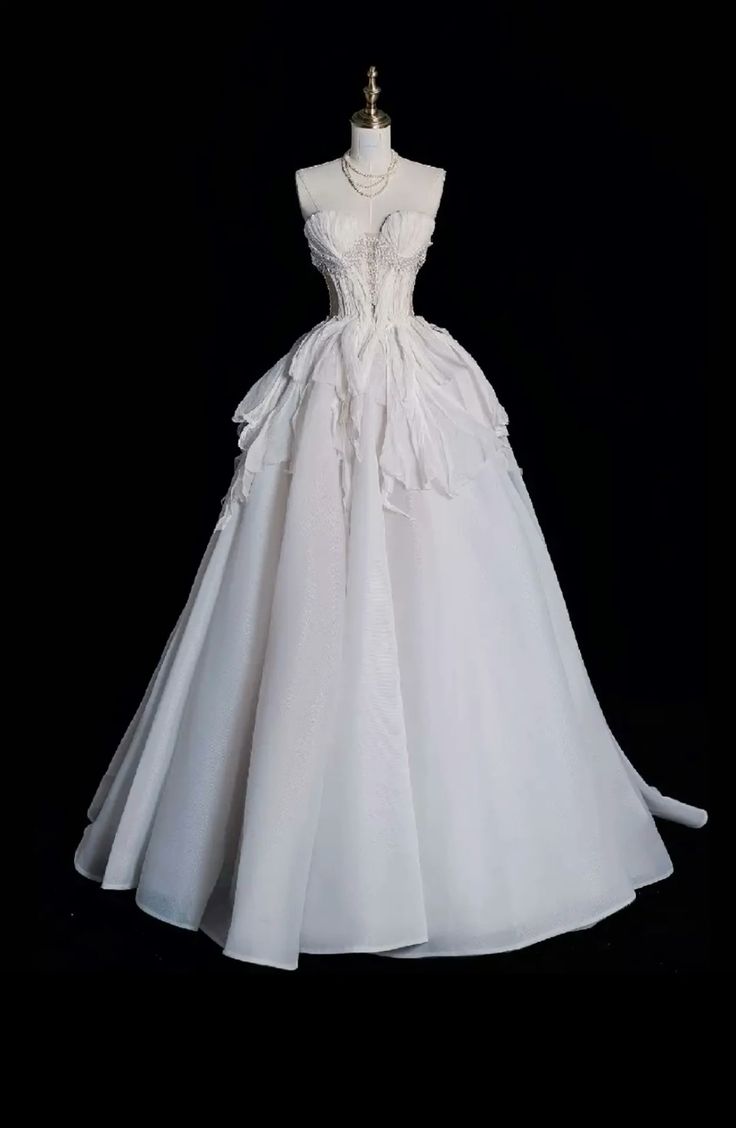 Gorgeous Ball Gown Sweetheart White Satin Beaded Long Prom Dress,Wedding Dress,Evening Dress GG487