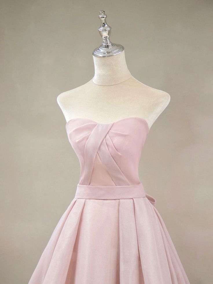 Sweet A Line Strapless Sweetheart Pink Satin Long Prom Dress,Evening Dress GG542