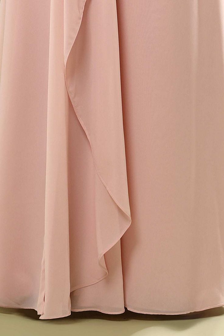 Simple A Line One Shoulder Ruffled Dusty Pink Chiffon Long Prom Dress,Evening Dress GG645