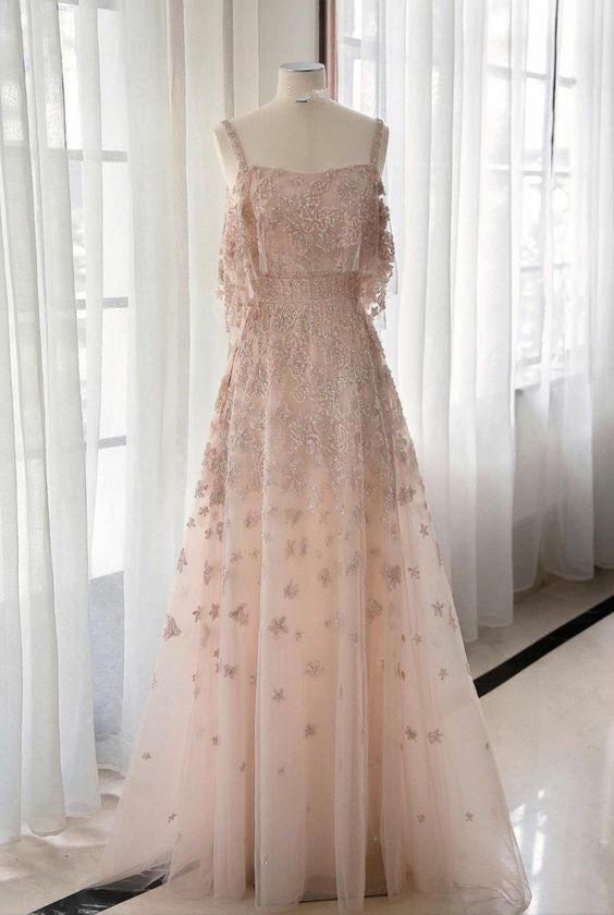 Elegant A Line Off The Shoulder Applique Sequin Tulle Long Prom Dress,Evening Dress GG762